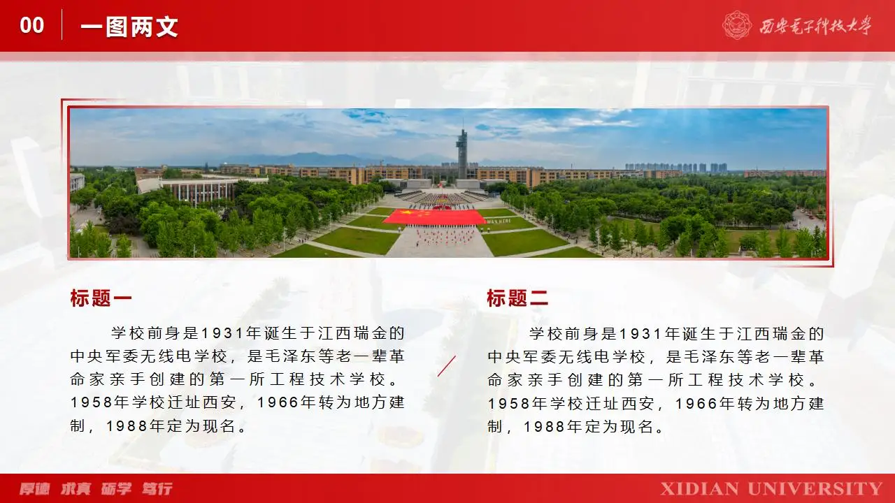 西安电子科技大学学生汇报毕业答辩通用ppt模板