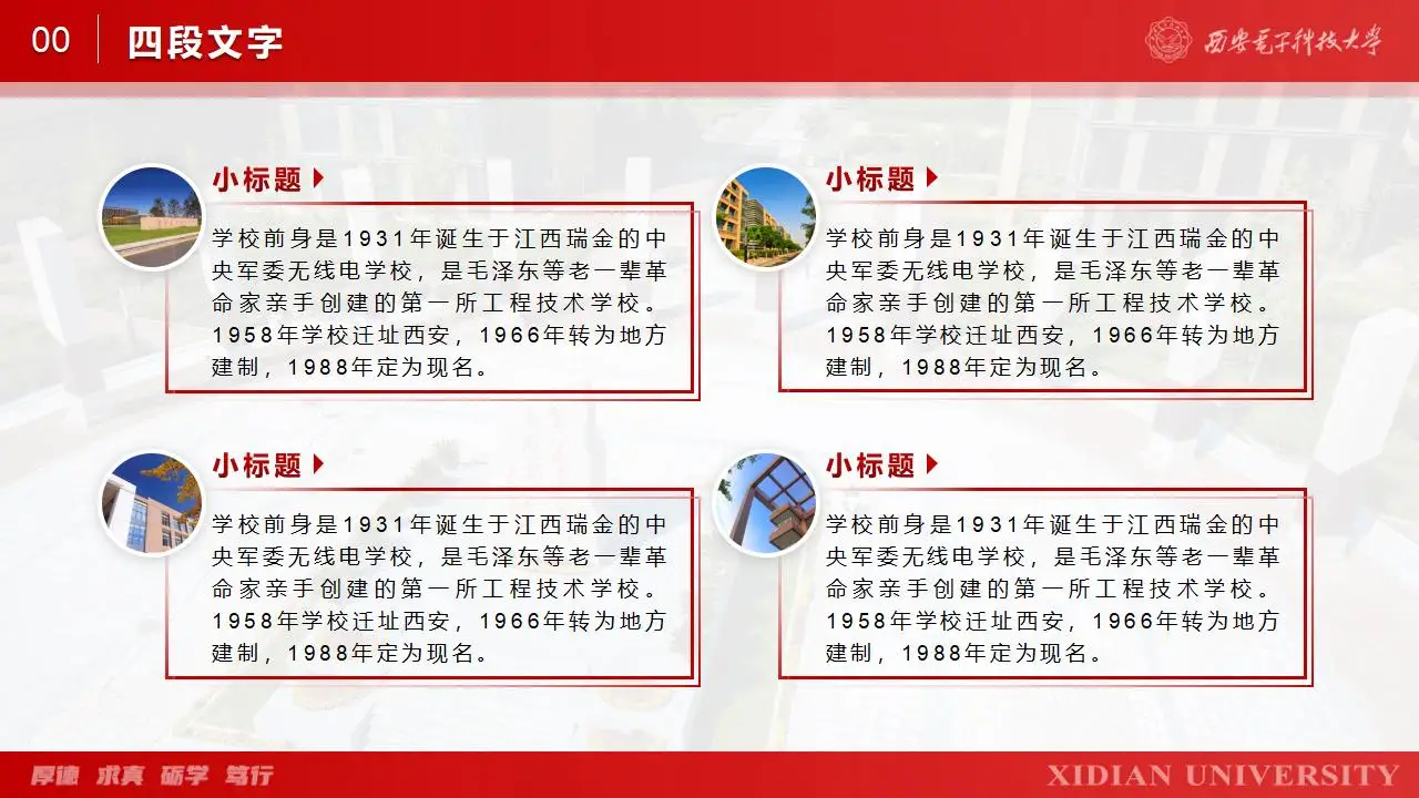 西安电子科技大学学生汇报毕业答辩通用ppt模板