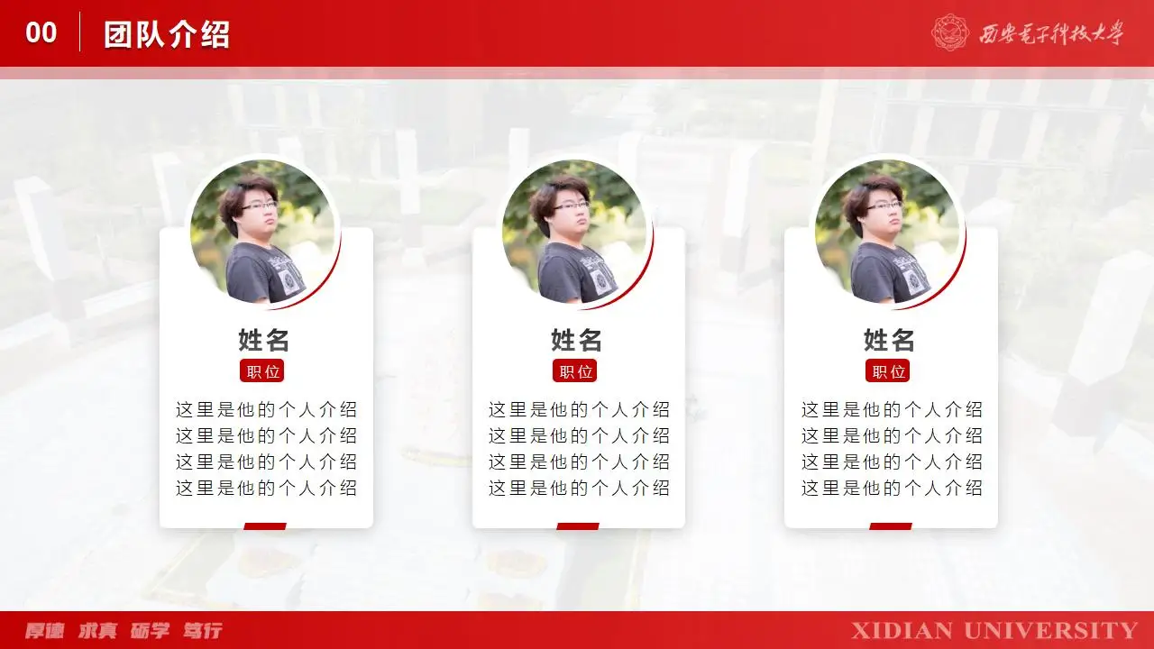 西安电子科技大学学生汇报毕业答辩通用ppt模板