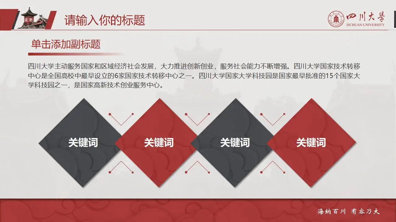 稳重大气四川大学2023论文毕业答辩通用ppt模板 稳重大气四川大学2023论文毕业答辩通用ppt模板