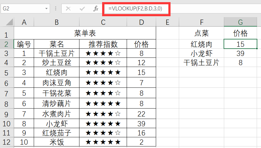 Excel中的vlookup函数入门,举个吃货的实例,立马就记住了!
