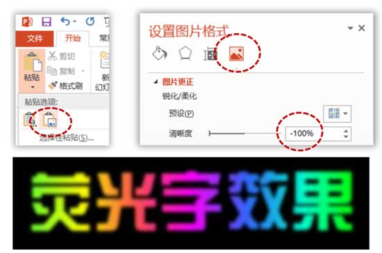 PPT制造荧光字作用的办法