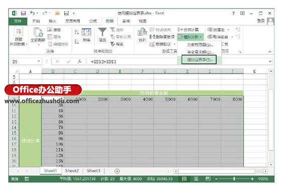 Excel作业表中运用模仿运算表的办法