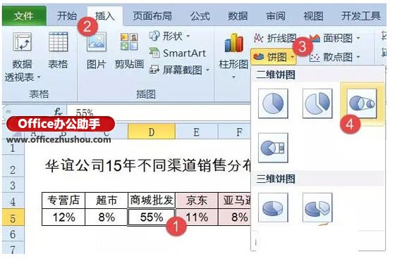 运用Excel制造复合饼图(子母饼图)的办法