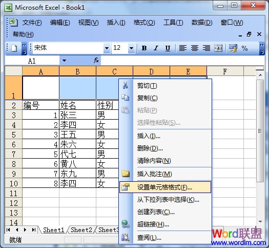 设置单元格格局
