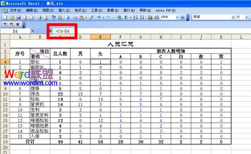 核算女人人数