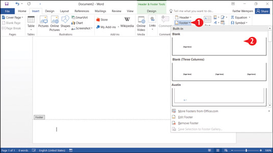 选择页眉或页脚预设。